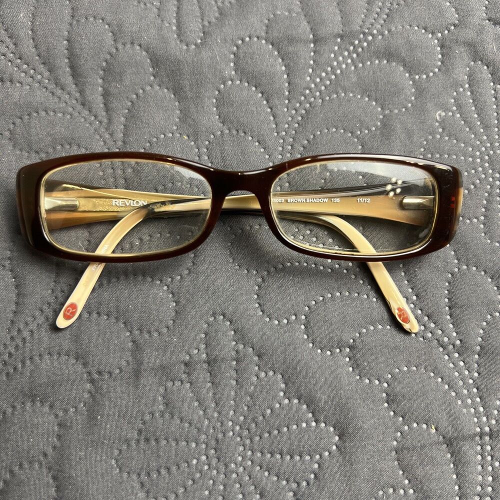 Revlon Reading Glasses RV5003 Brown Shadow w/jewels Frames ONLY Pre-owned CHIC